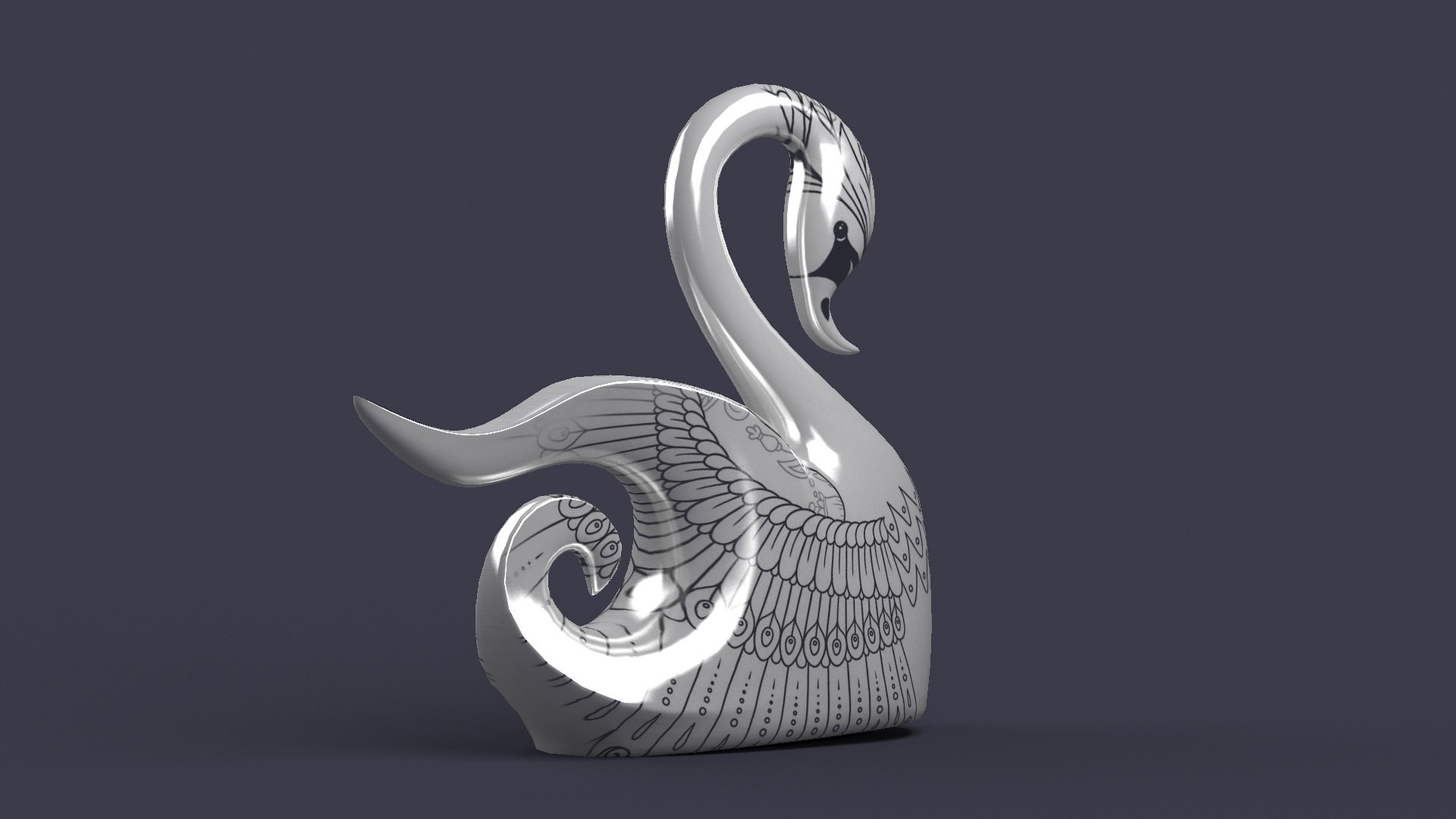 3D Decorative Set Stand Swan Sculpture Figurine Swan Ornaments ...