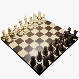 chess pieces chessboard 3D