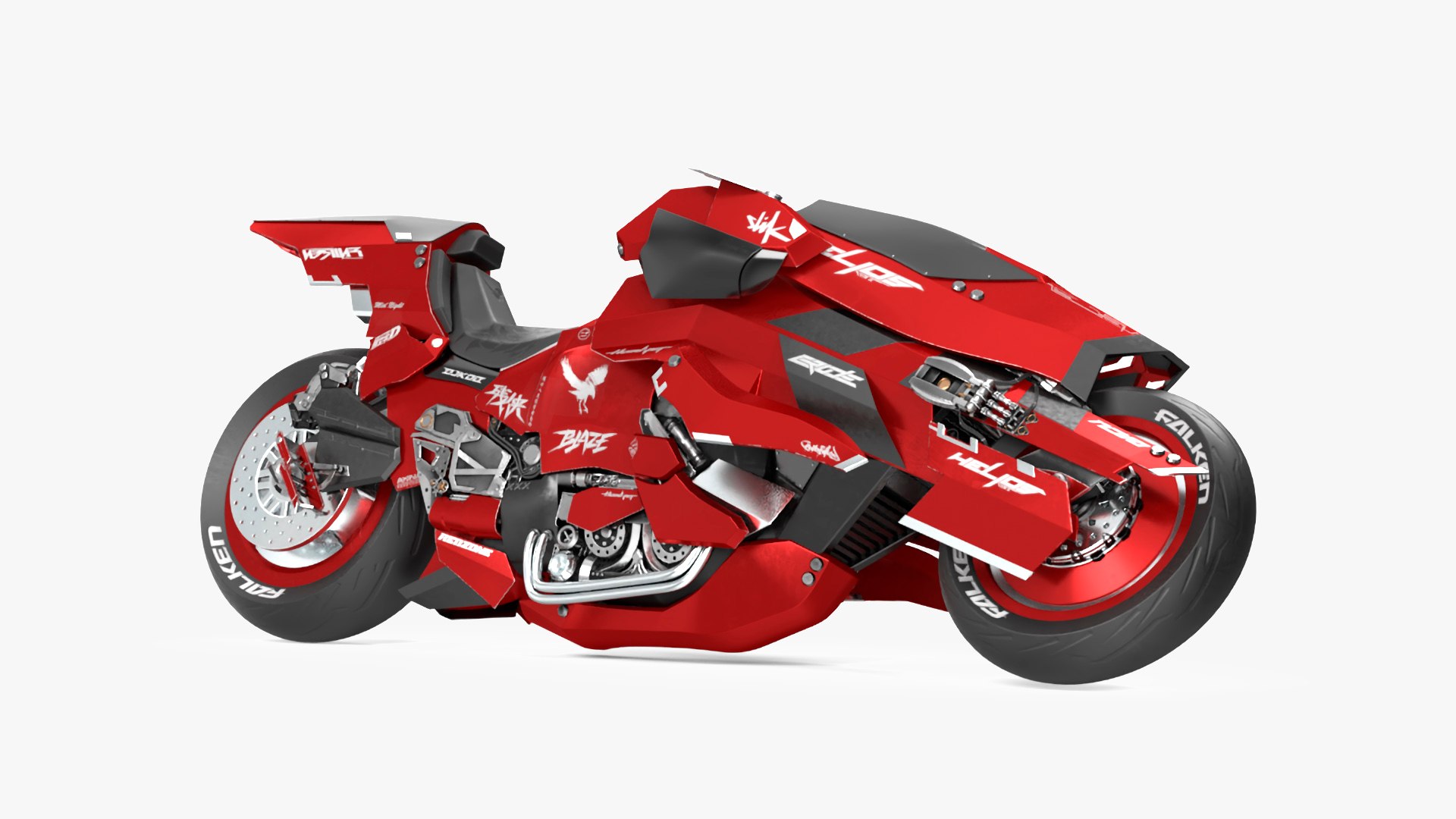 Futuristic Racing Motorbike Concept Rigged 3D model preview
