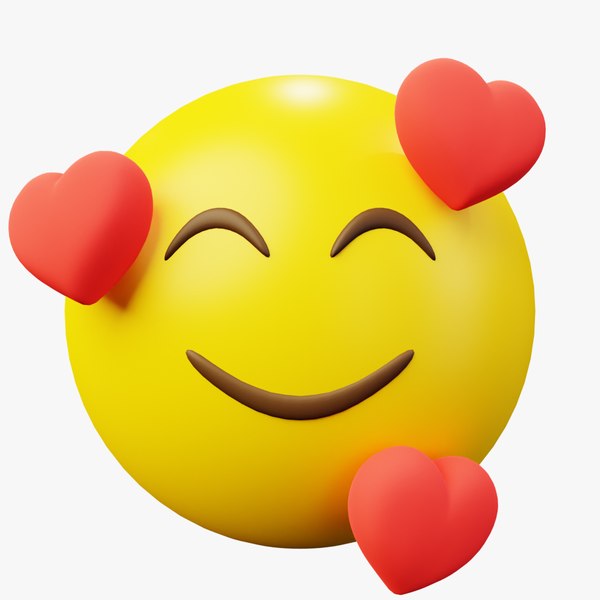 Feeling Loved Yellow Ball Emoticon Emoji or Smiley 3D model