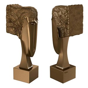 3D bronze statue woman head