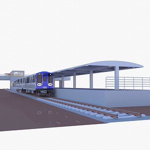 Chicago metro station with train