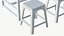 3D Realistic Wood Dining Table Stool model