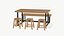 3D Realistic Wood Dining Table Stool model