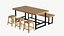 3D Realistic Wood Dining Table Stool model