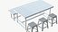 3D Realistic Wood Dining Table Stool model