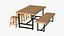 3D Realistic Wood Dining Table Stool model