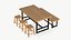 3D Realistic Wood Dining Table Stool model
