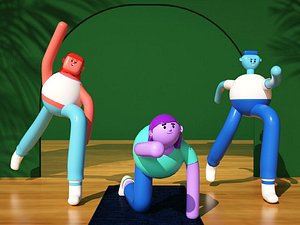 Fitness cartoon Men and women sports IP cartoon man cartoon girl youth sports exercise puppet woman