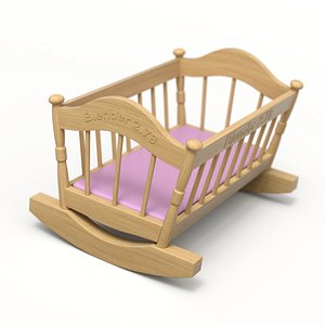 cradle wood wooden 3D model