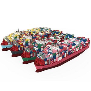 LowPoly CONTAINER SHIP H Class 3D