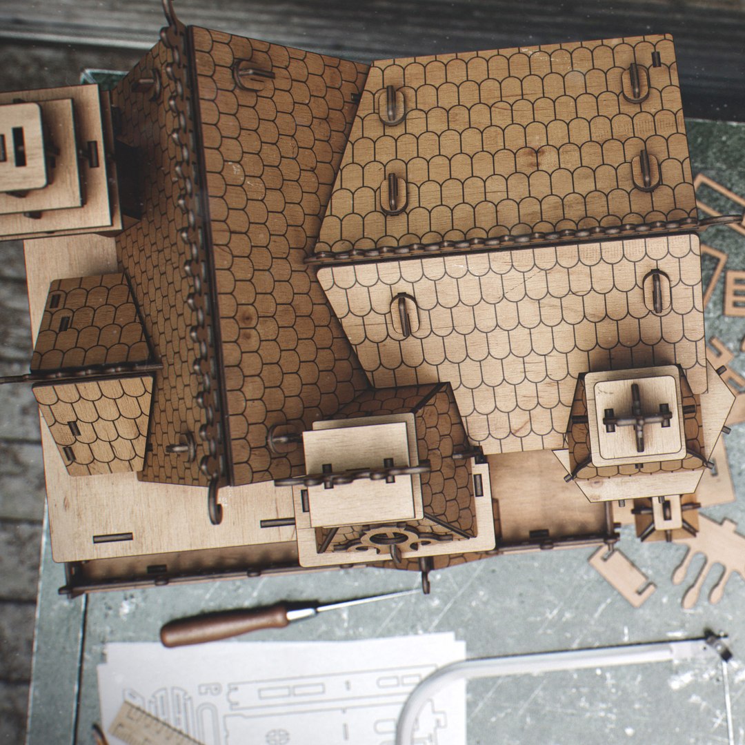 3d model woodcraft fantasy villa