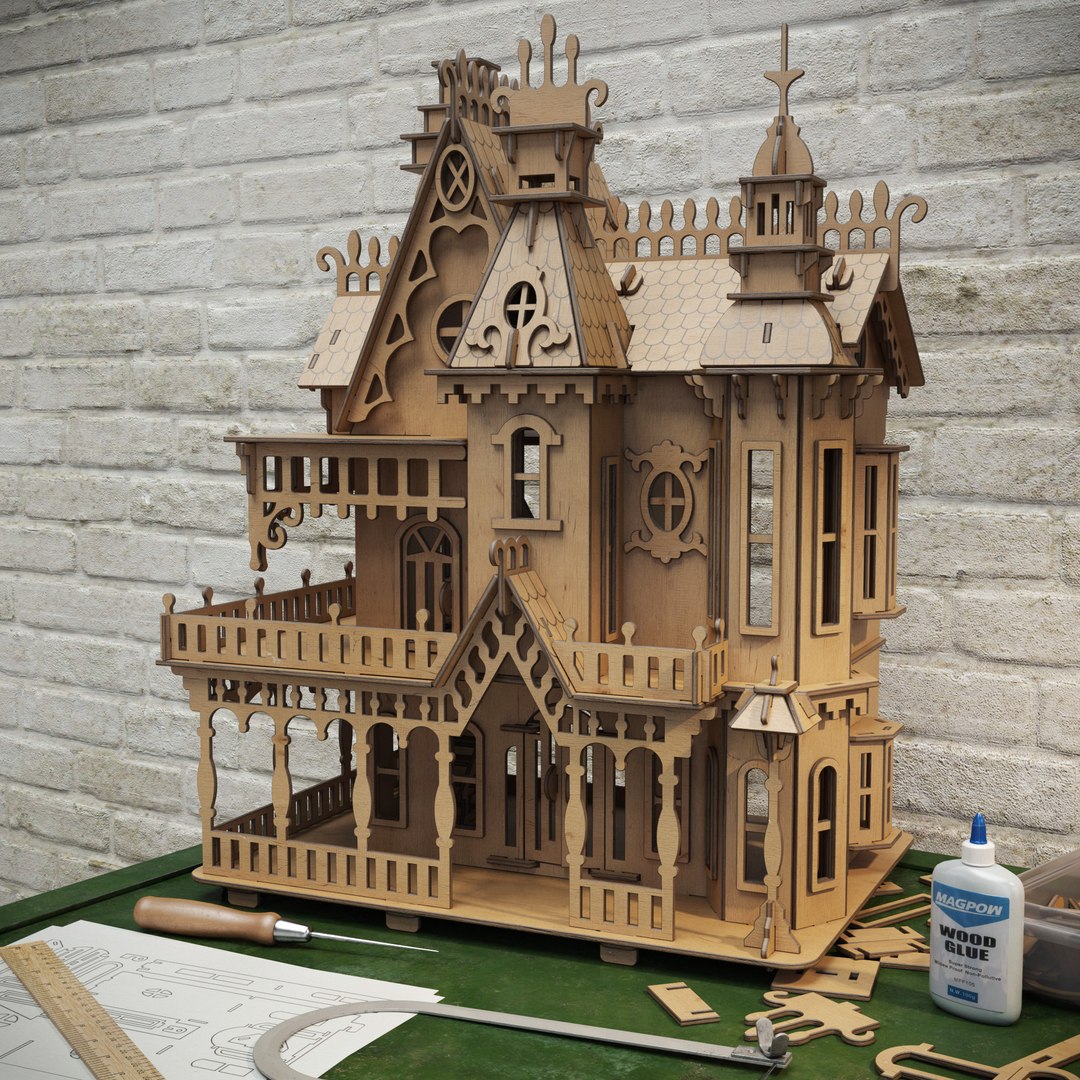 3d model woodcraft fantasy villa