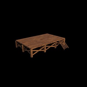 Rustic Wide Stage 3D model 3D model