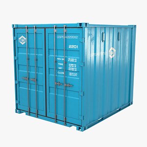 3D Intermodal Shipping Container 10-foot-long Blue model