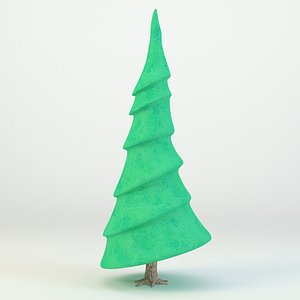 Cartoon Pine Tree  3D Model Low-poly