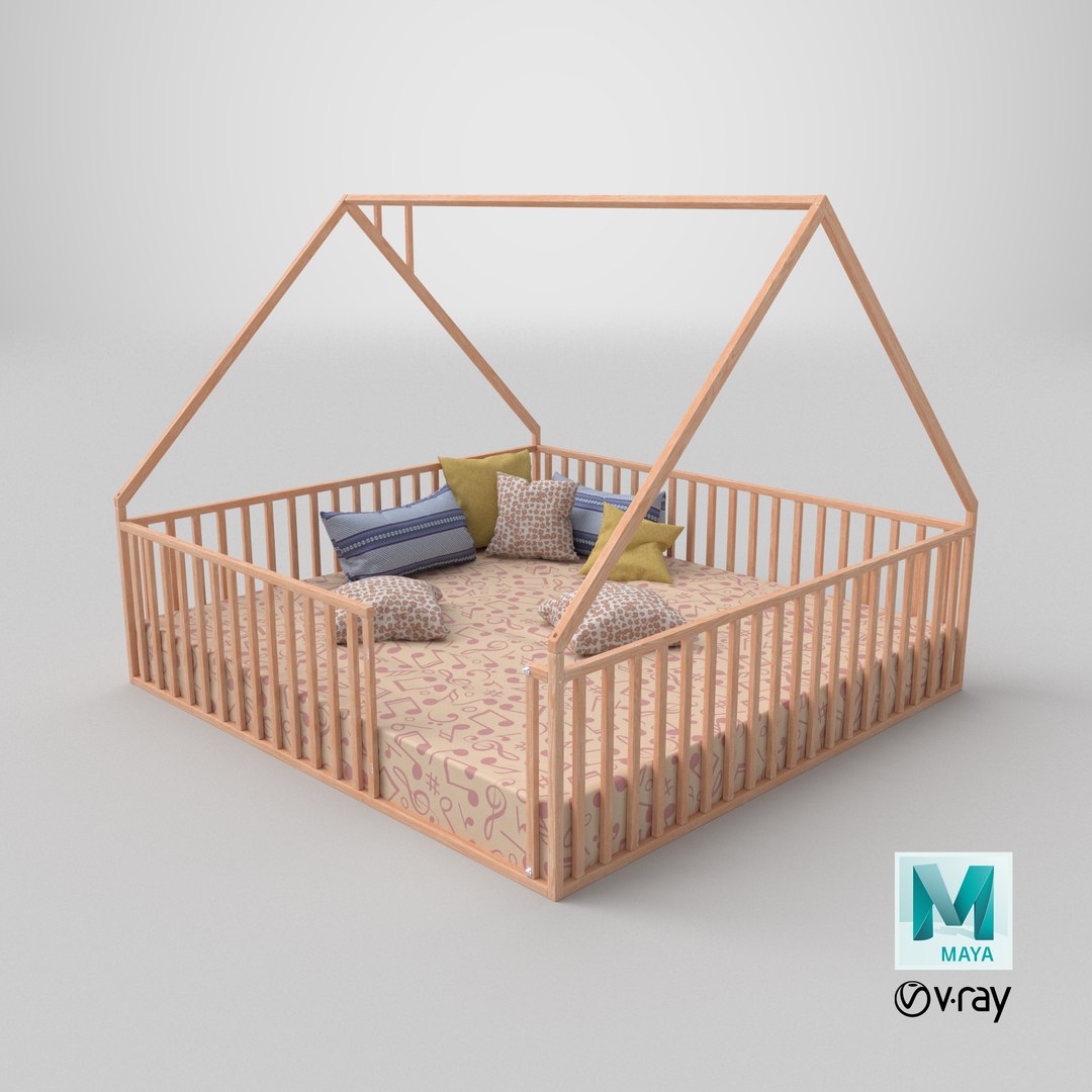 3D model Wooden House Bed with Safety Rails and Decorative Bedding https://p.turbosquid.com/ts-thumb/yO/BwpPHo/2V/stemcell_maya_vray_render/png/1793040504/1920x1080/fit_q87/1b78b9553748bbaa5c39531fe1c95000ef53ef03/stemcell_maya_vray_render.jpg