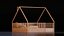 Lit cabane en bois avec barrières de sécurité et literie décorative