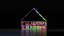 Lit cabane en bois avec barrières de sécurité et literie décorative