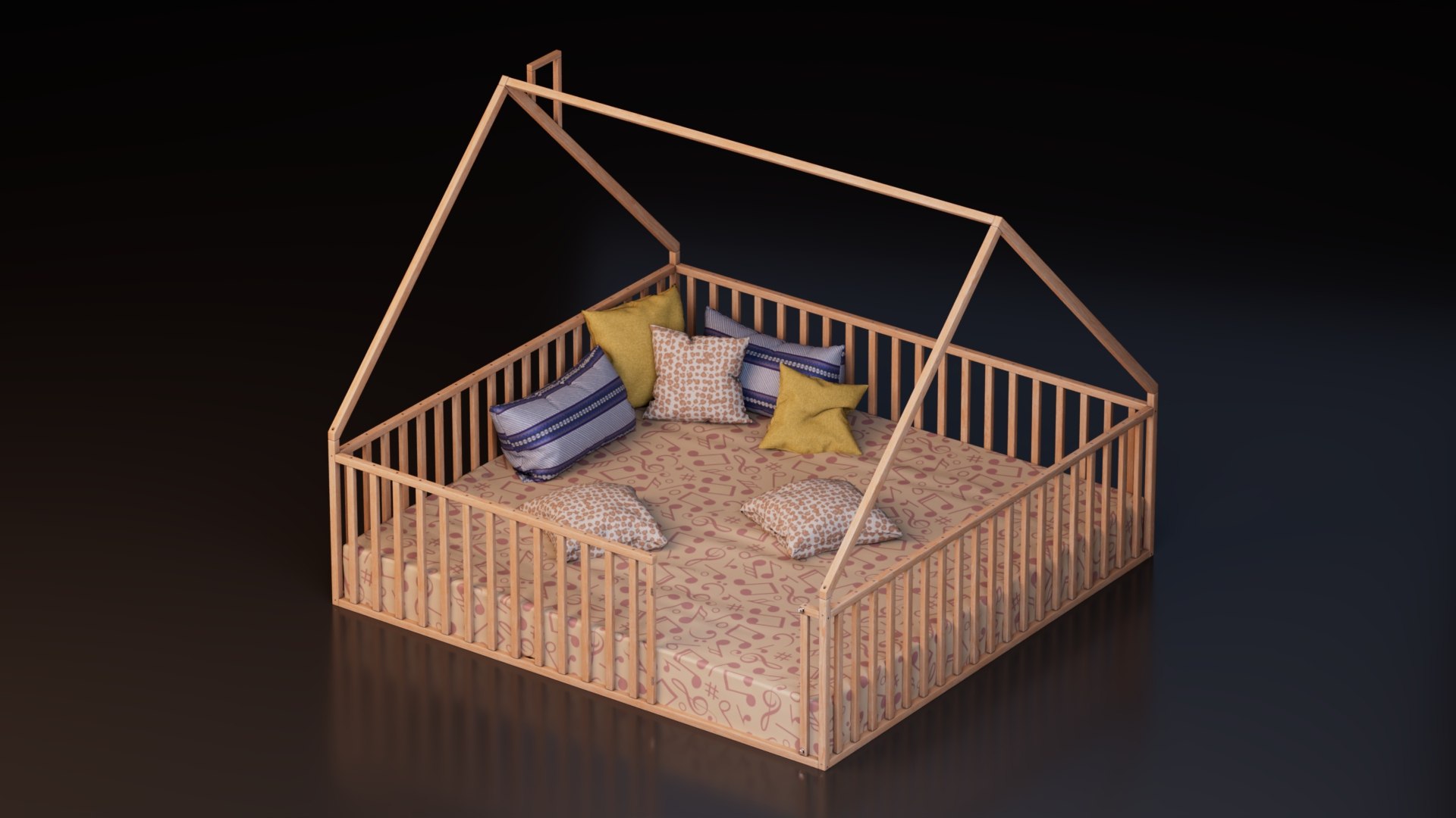 3D model Wooden House Bed with Safety Rails and Decorative Bedding https://p.turbosquid.com/ts-thumb/yO/BwpPHo/Md/preview3/jpg/1792847818/1920x1080/fit_q87/ebd9e1f2a52c2b98ece030e5b2f8689a299b3718/preview3.jpg