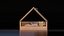 Lit cabane en bois avec barrières de sécurité et literie décorative