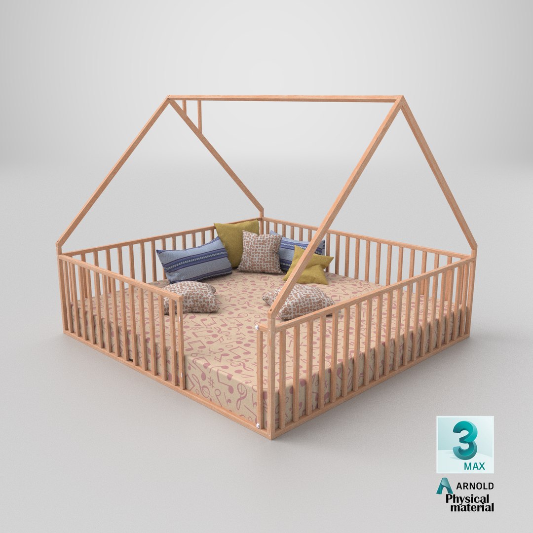 3D model Wooden House Bed with Safety Rails and Decorative Bedding https://p.turbosquid.com/ts-thumb/yO/BwpPHo/nb/stemcell_max_physical_render/png/1793040514/1920x1080/fit_q87/53bfaea96e921fb0f6b340339094d4298027f8e1/stemcell_max_physical_render.jpg