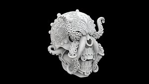3D cursed pirate skull with tentacles 3D print model