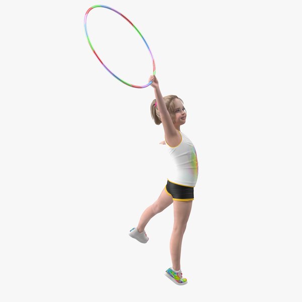 Sport Style Girl Child with Hoop Rigged for Cinema 4D 3D model