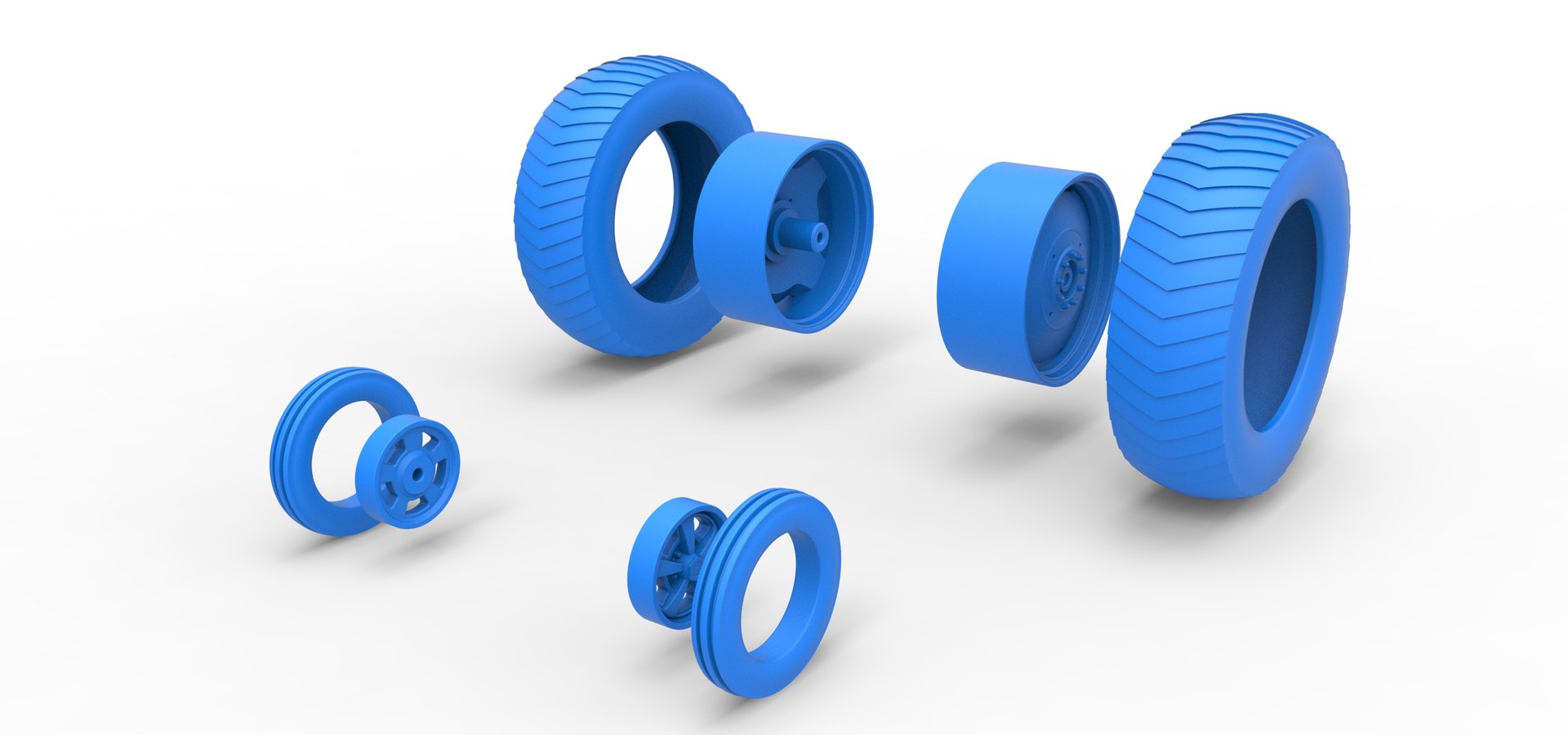 Wheel Set Of Small Block Pulling Tractor Scale 1 To 25 3D Model ...