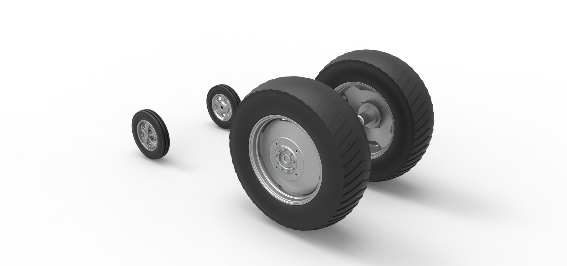 Wheel Set Of Small Block Pulling Tractor Scale 1 To 25 3D Model ...
