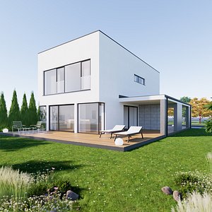 House 1 - Created with fully parametric Revit Families 3D model