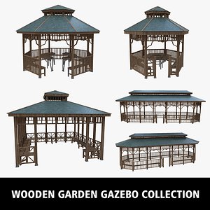 3D Wooden Garden Pergola Gazebo Arbor Collection