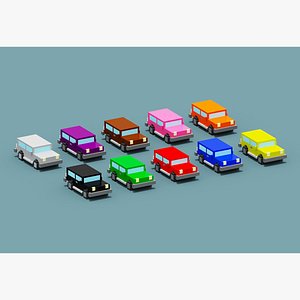 Voxel Cars Low-poly 3D model