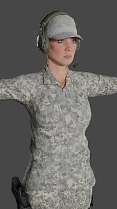Soldier Woman Low-poly 3D model Ready for games
