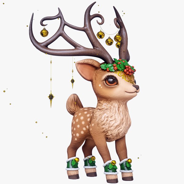 Christmas Cartoon Cute Deer PBR 3D model