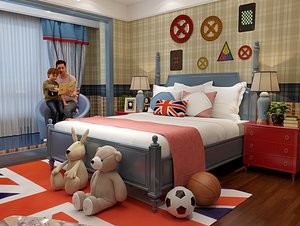 British Colonial kids rooms 3D