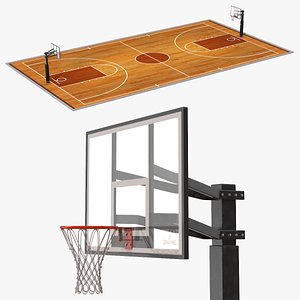 Arena Sports Facility with Dual Basketball Hoops Brown