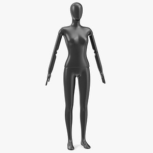 Flexible Female Mannequin Satin Black Rigged 3D model
