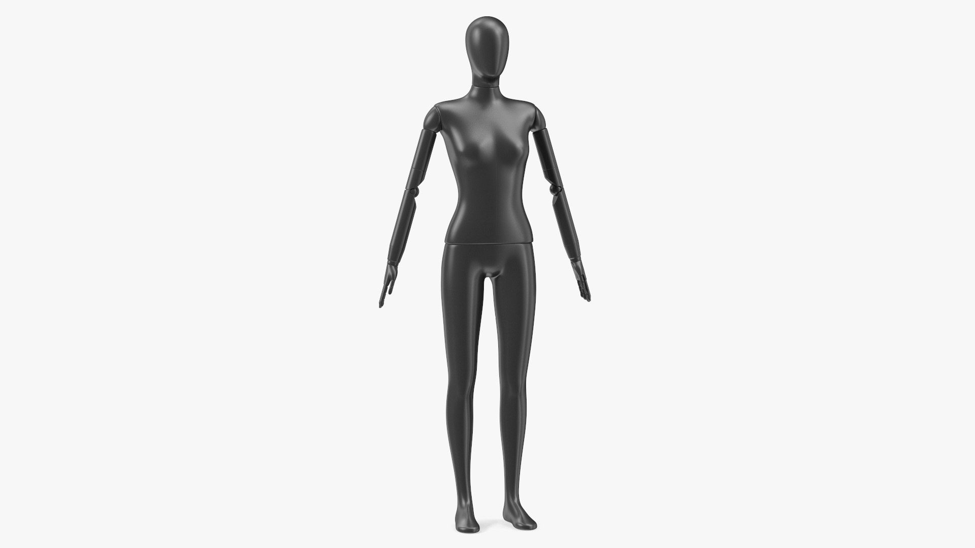Flexible Female Mannequin Satin Black Rigged 3D model preview