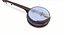 Banjo antigo, instrumento musical, modelo PBR de baixa poligonagem