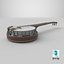 Banjo antigo, instrumento musical, modelo PBR de baixa poligonagem