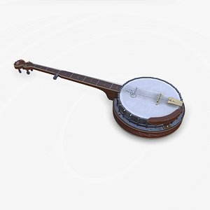 Old Banjo Musical Instrument Low-poly PBR model