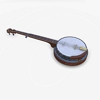 Old Banjo Musical Instrument Low-poly PBR