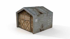 Abandoned  Rusty Corrugated Metal Barn 3D model