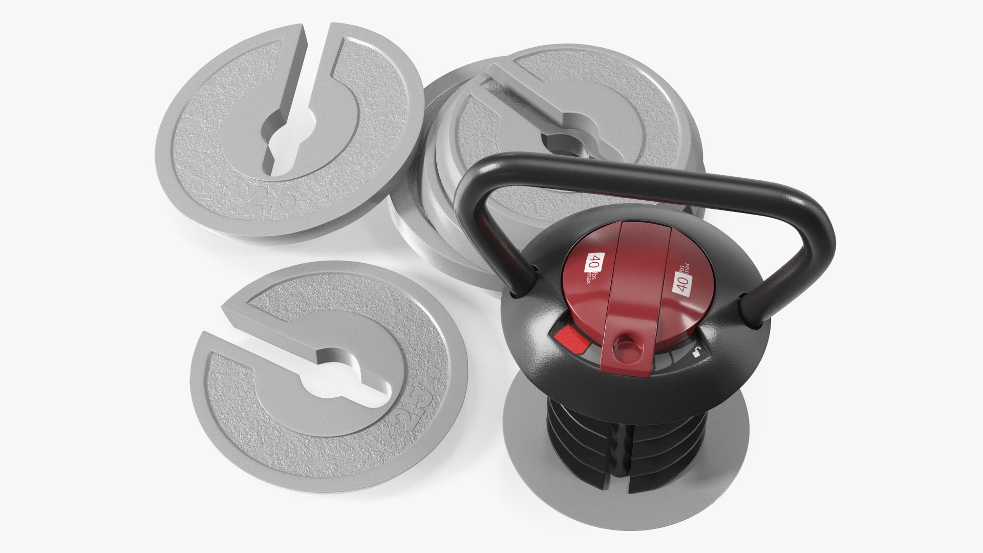 Kettlebell with Disks Gray 3D model preview
