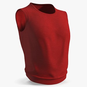 Sleeveless Cotton Tank Top for Dwarf Man Red 3D model