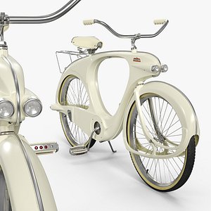 3D Spacelander Retro Cruiser Bike Cream Rigged for Cinema 4D