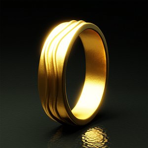 Elegant Gold Wave Band - Minimalist Jewelry 3D Print Model 3D model