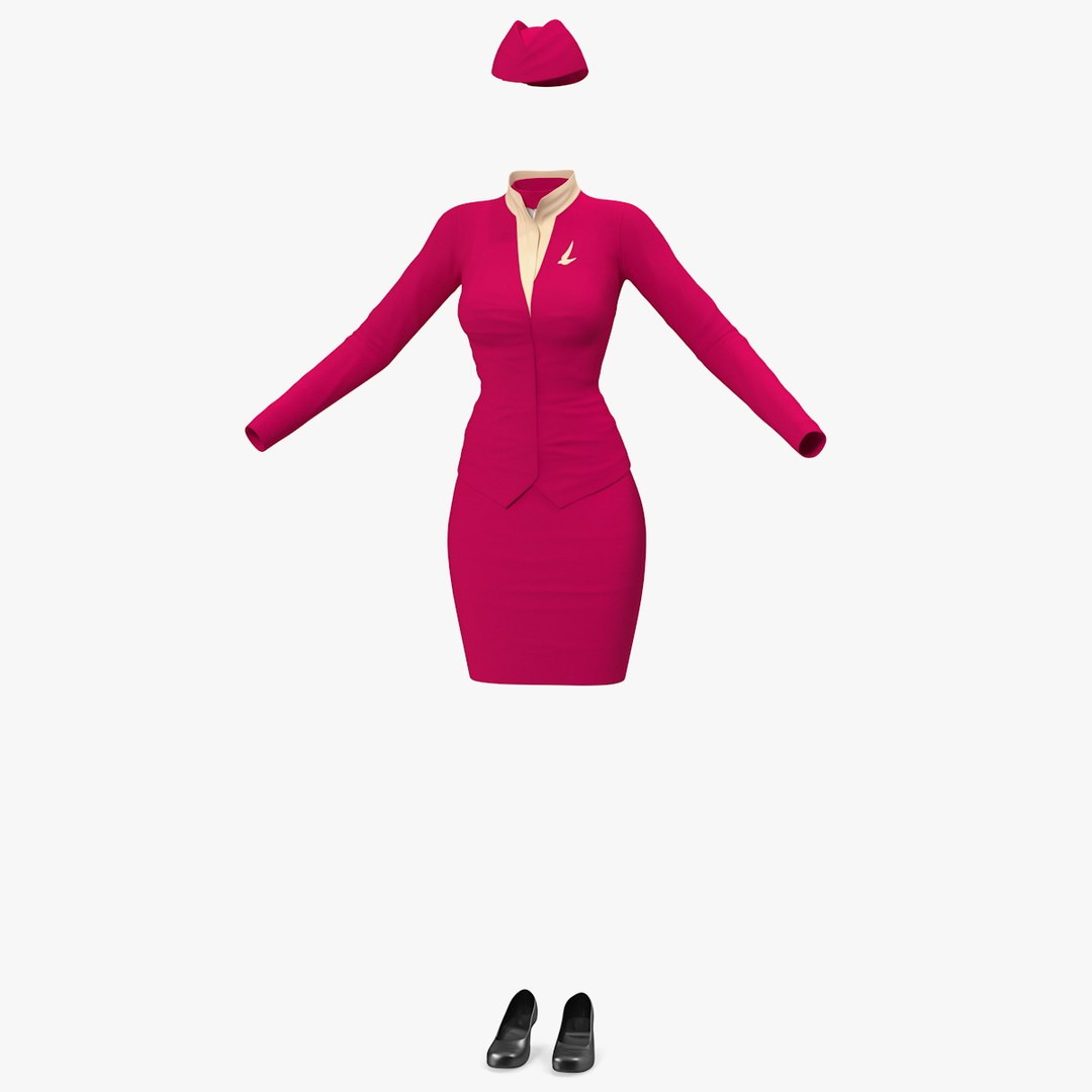 Maroon Stewardess Uniform 3D model preview