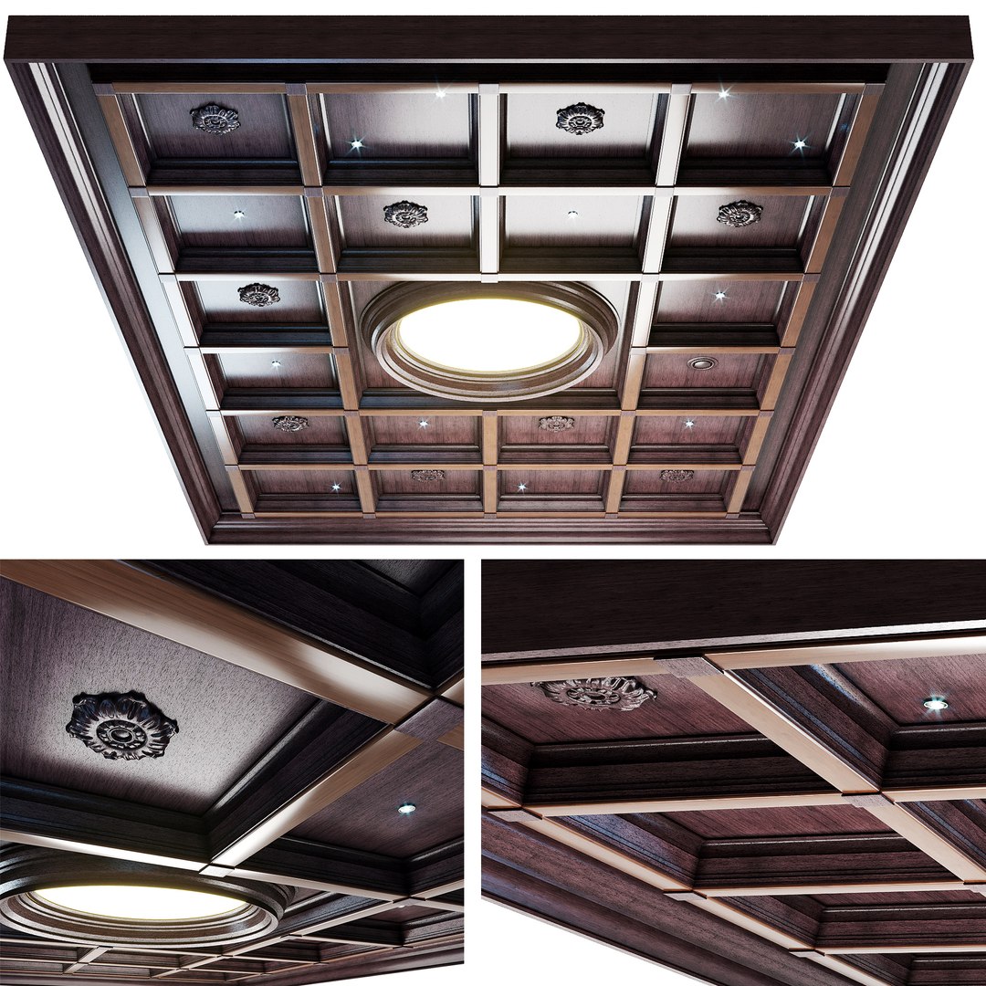 3D Ceiling Set -4 - Wenge Color - TurboSquid 1913329